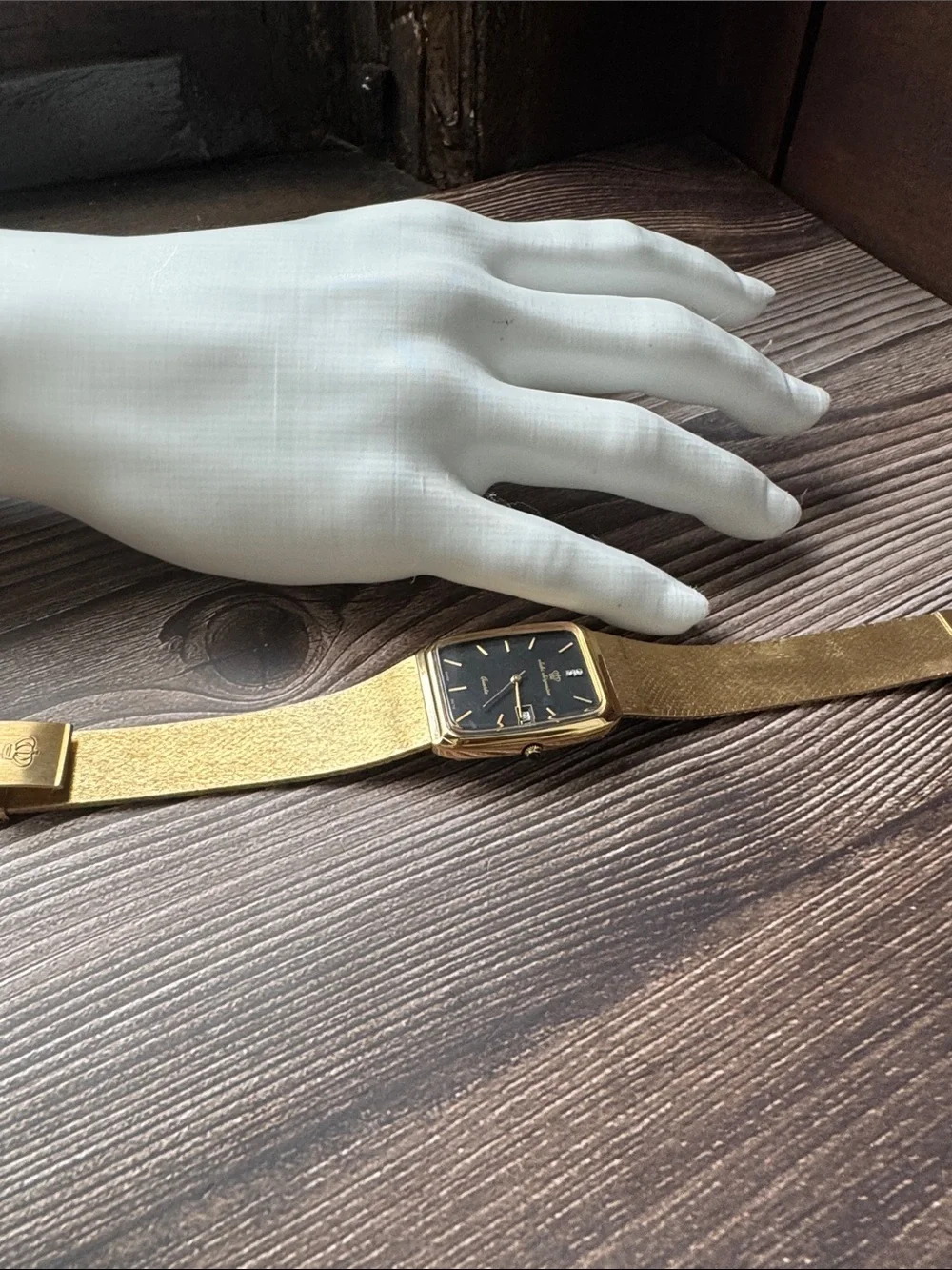 Vintage Jules Jürgensen Swiss Quartz Unisex Gold Tone Watch Black Dial excellent